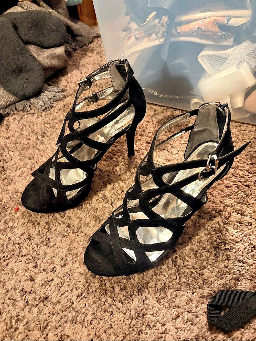 REPORT Laleh Strappy Black Heels US 7.5